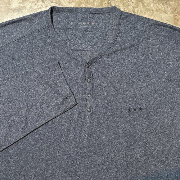 John Varvatos Other - John Varvatos Shirt Mens Large Blue Henley Long Sleeve Snap Soft Preppy